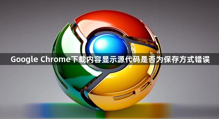 Google Chrome下载内容显示源代码是否为保存方式错误1